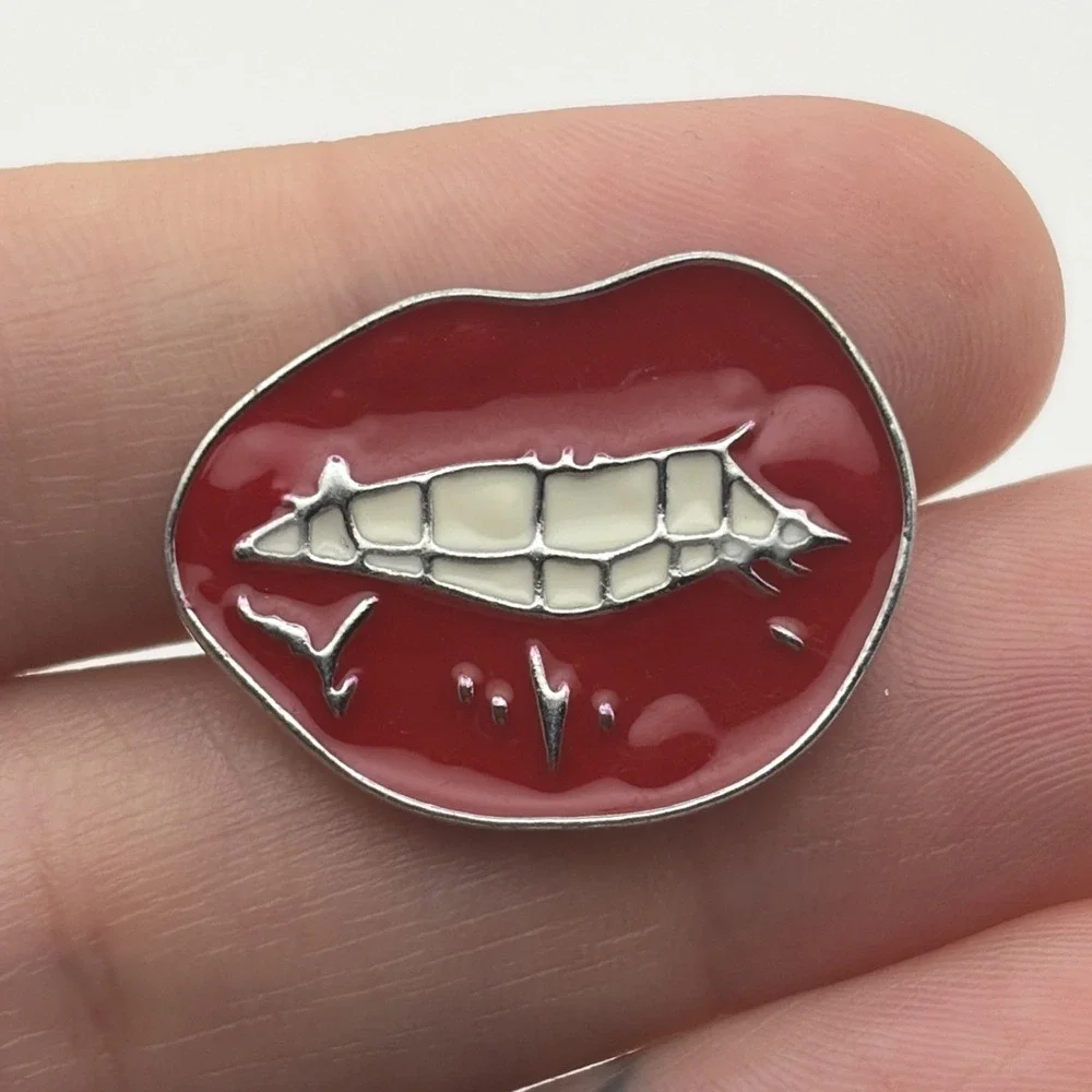 Enamel Red Lips Mouth Cartoon Lapel Hat Pin
